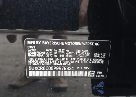 2023 BMW X5 xDrive40I из США, поврежденный, VIN 5UXCR6C05P9R78824